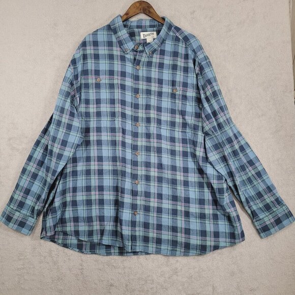 Duluth Trading Co. Mens Relaxed Fit Flannel Shirt 3XL Blue Plaid Long Sleeve - Picture 1 of 7